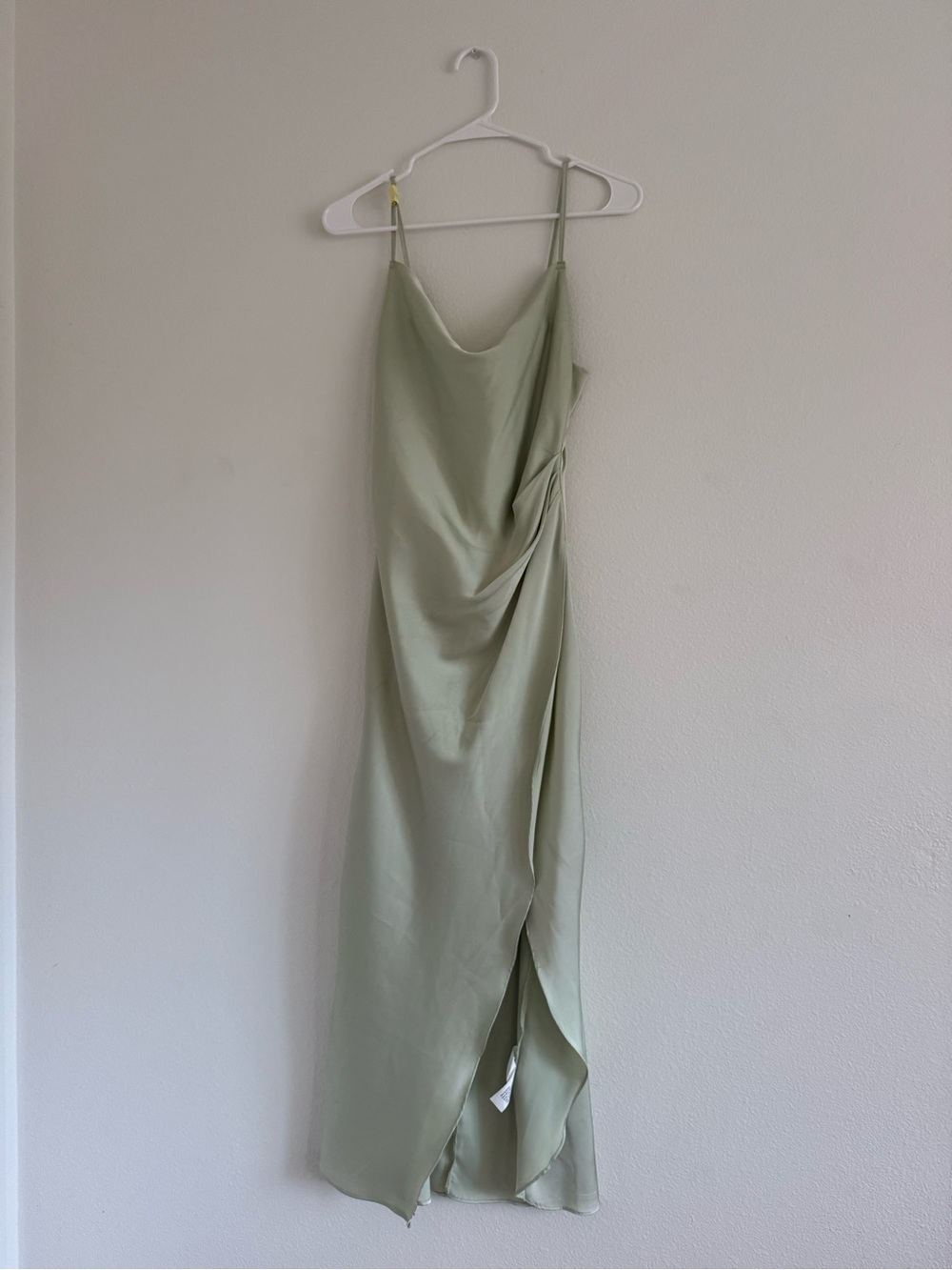 Draped Slip Midi Dress in Sage Green